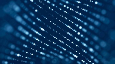 Dijital teknoloji. Parlayan parçacıkların gelecekteki arkaplanı. Büyük miktarda veri. Üç Boyut .