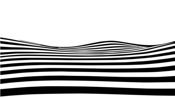 Onda Abstracta Blanco Negro Ilusión Óptica Ilustración Vectorial Retorcida Engañar — Vector de stock