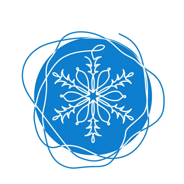 Sneeuwvlokje pictogram, teken, symbool, vorm. Een continue lijn kunst tekening van sneeuwvlok. Afbeelding van de enkelvoudige vector — Stockvector