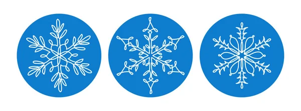 Sneeuwvlokken set pictogrammen, tekens, symbolen. Een continue lijn kunst tekening van sneeuwvlok. Vectorafbeeldingen met één lijn — Stockvector