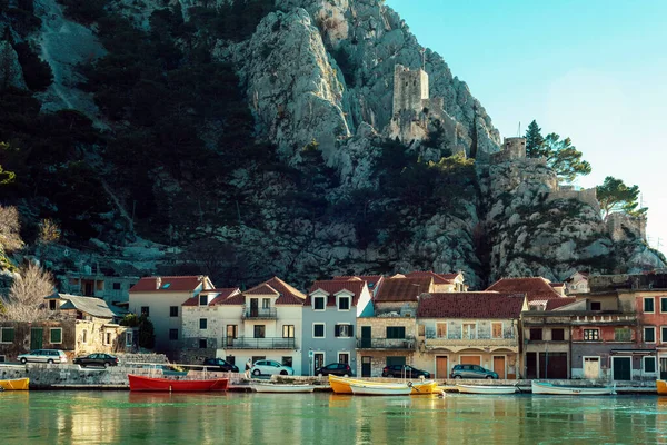 Picturesque View Omis Town Mountains Dalmatia Croatia — Stockfoto