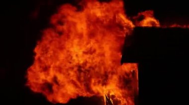 Burning house. Old wood house is burning. Fire