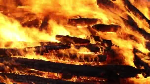 Burning House Old Wood House Burning Fire — Vídeos de Stock