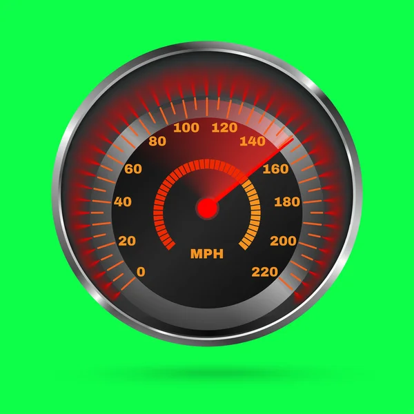 Prędkościomierz na białym tle na zielono. Ilustracja wektorowa — Wektor stockowy