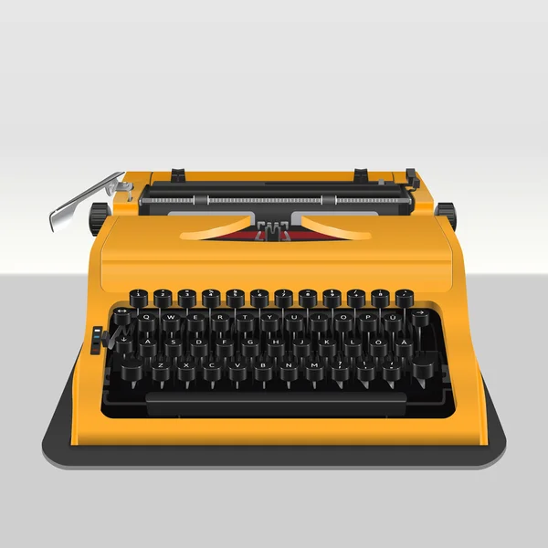 Реалистичная пишущая машинка, изолированная на сером. Векторная иллюстрация — стоковый вектор