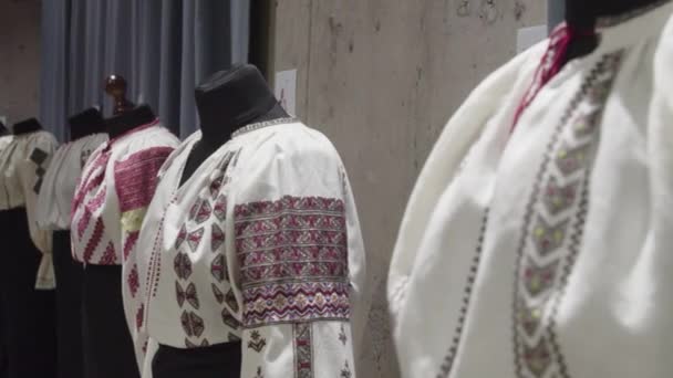 Blusa camponesa tradicional bordada à mão ou seja, romena — Vídeo de Stock