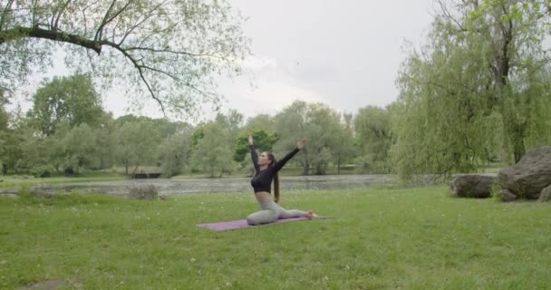 Yoga Hareketi Parkta Sağlıklı — Stok video