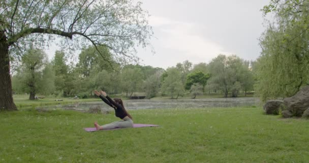 Yoga Hareketi Parkta Sağlıklı — Stok video