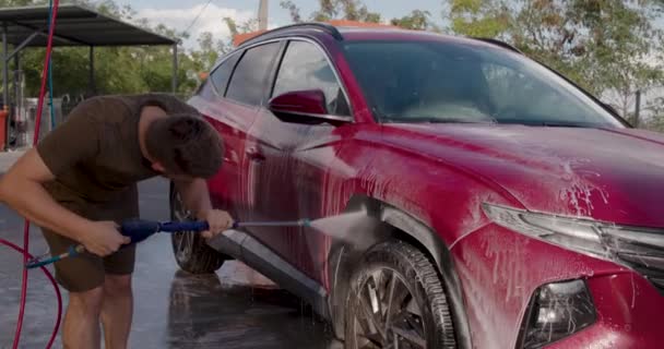 Рабочий Автомобиль Очистки Использованием Воды Высокого Давления — стоковое видео