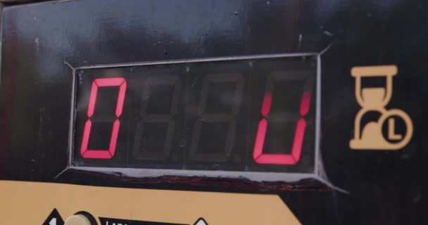 Panel Gas Station Sign Showing How Fill Car Tank Fuel — стоковое видео