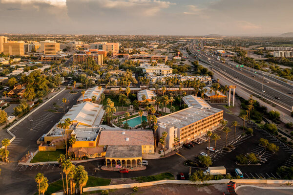 Tucson, Arizona, USA, September 20, 2021. Hotel Tucson City Center next to freeway.