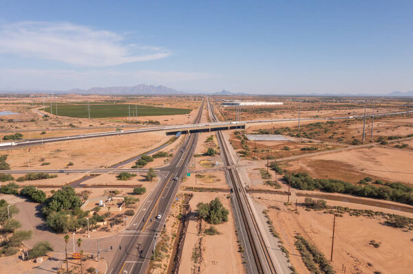 Arizona interstate 10 between Tucson and Phoenix, aerial view