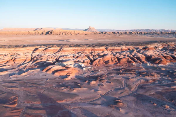 stock image Mars Research Station area in desert near Hanksville, Utah. Factory butte in distance. 