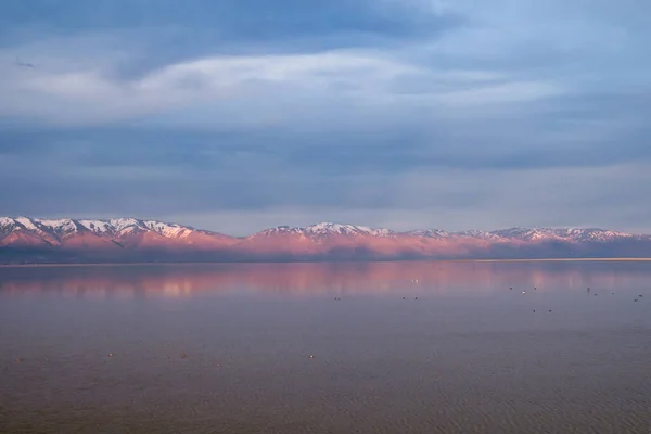 Sunrise Great Salt Lake Utah Drought Low Water Level Environmental —  Fotos de Stock