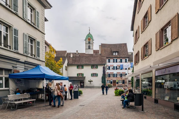 Rheinfelden Switzerland October 2017 Swiss Town Tourist Destination People Gather — Foto de Stock