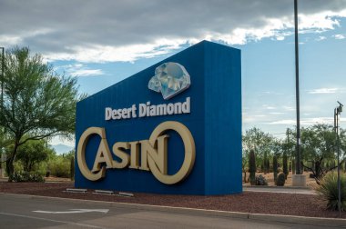 Tucson Arizona, USA, July 25, 2022. Welcome sign for Desert Diamond Casino near Tucson, Arizona.