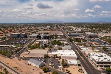 Gilbert kasabası, Arizona. Phoenix 'in banliyösü. İHA atışı. 