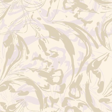 Kusursuz desenli, soyut çiçek şekilli, tek renkli soyut arkaplan. El çizimi vektör çizimi. Düz renk tasarımı, hatırlaması kolay.