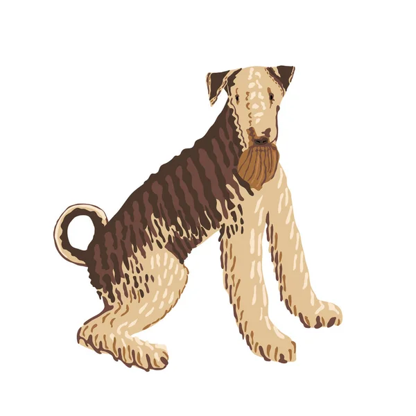 Airedale Terrier Vektor Ikone Handgezeichnete Vektorillustration Flache Farbgestaltung — Stockvektor