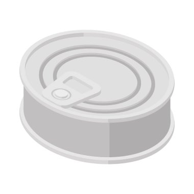 Tin can icon. Hand drawn isometric vector illustration. Flat color design.