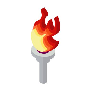 Torch light icon. Hand drawn isometric vector illustration. Flat color design.