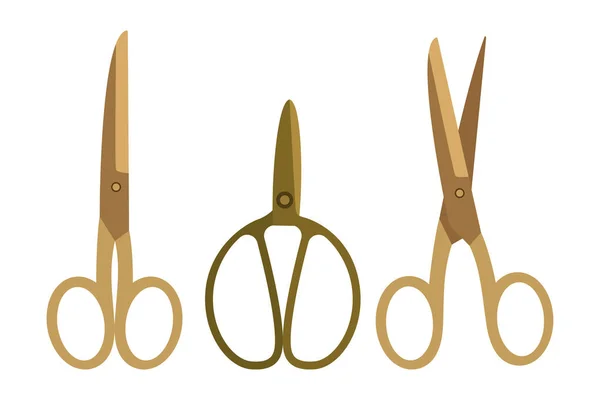 Scissors Icons Hand Drawn Vector Illustration Flat Color Design — Stockvector