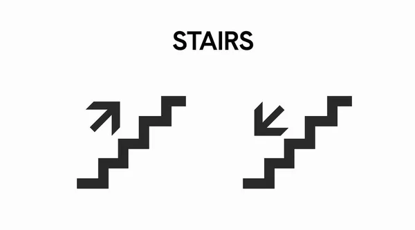 Icône Monter Descendre Les Escaliers Illustration Vectorielle Isolée Noir Blanc — Image vectorielle