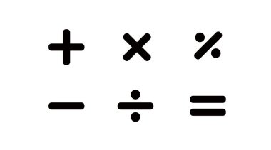 Matematik Sembol Kümesi. Vektör izole edilebilir düz illüstrasyon