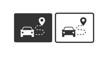 Araba Konumu Simgesi Ayarlandı. Vektör izole düz düzenlenebilir resimleme seti