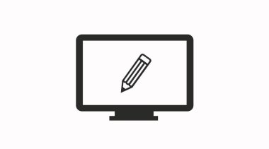 Ekran ve Kalem Simgesi. Vektör düz düzenlenebilir illüstrasyon