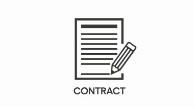 Sözleşme İmza Simgesi. Vektör izole edilebilir siyah beyaz illüstrasyon