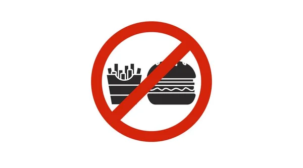 Foof Forbidden Sign Met Hamburger Friet Vector Bewerkbare Platte Illustratie — Stockvector