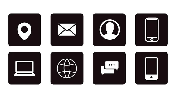 Contact Icon Set Black White Illustration Differente Contect Icons — Stock Vector