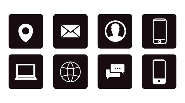 Contacte Icon Set Ilustração Preto Branco Dos Ícones Differente Contect — Vetor de Stock