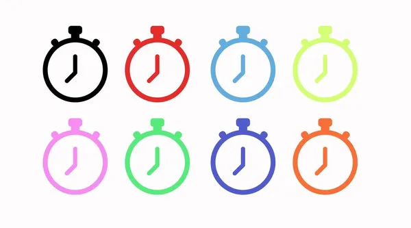 Time Icon Set Ensemble Vectoriel Couleurs Différentes Illustrations Temporelles — Image vectorielle