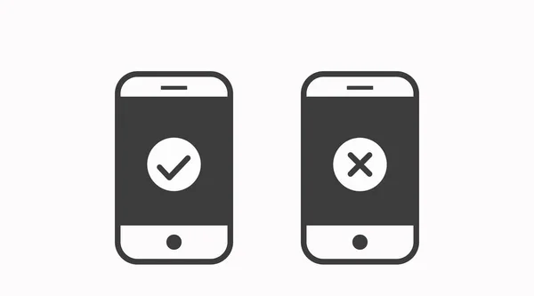 携帯電話やスマートフォンのアイコンセット ベクトルフラット編集可能な黒と白のイラストセット — ストックベクタ