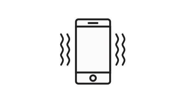 スマートフォンの振動アイコン ベクトル黒と白の分離図 — ストックベクタ