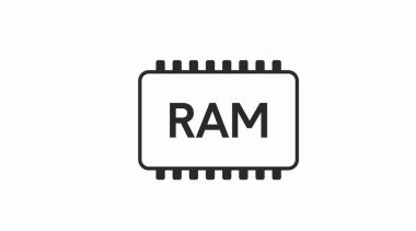 RAM Bellek simgesi. Siyah beyaz vektör çizim kümesi