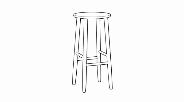 黑色和白色的斯托尔矢量孤立的黑色和白色的插图木制凳子 — 图库矢量图片