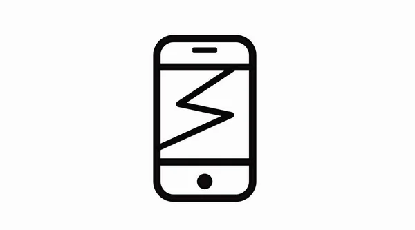 Smartphone Met Gebroken Scherm Icoon Vector Plat Bewerkbare Zwart Wit — Stockvector