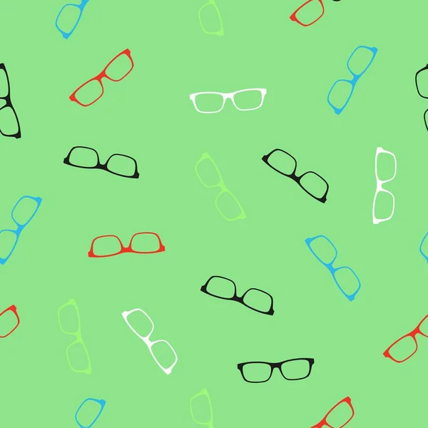 Zelené Vektorové Bezešvé Vzor Pozadí Nebo Tapety Brýle Téma — Stockový vektor