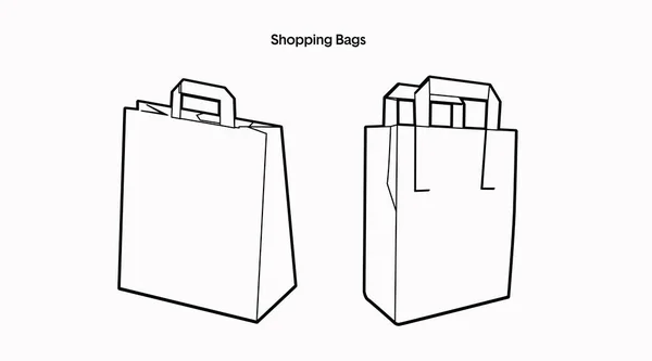 Shopping Bags Vector Isolated Illustration Two White Paper Shopping Take — Stock Vector
