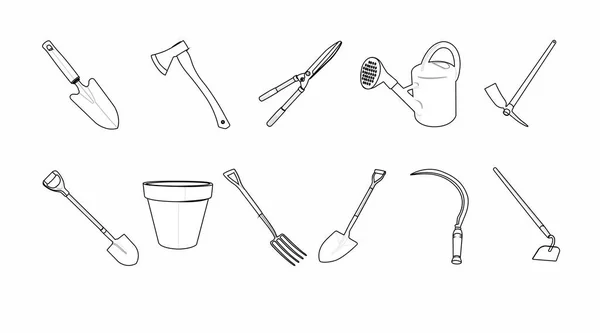 Vector Izolowany Czarny Biały Ogród Related Icon Set — Wektor stockowy