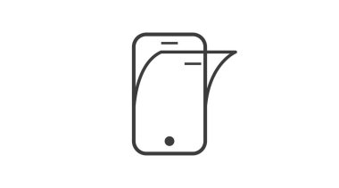 Akıllı telefon ekranı koruma simgesi. Siyah ve beyaz düz çizim