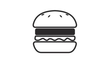 Hamburgerin izole edilmiş yansıması. Siyah ve Beyaz Basit Burger Simgesi.