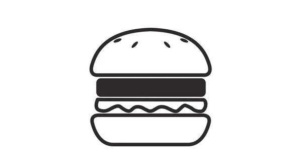 Illustration Isolée Vectorielle Hamburger Icône Hamburger Simple Noir Blanc — Image vectorielle