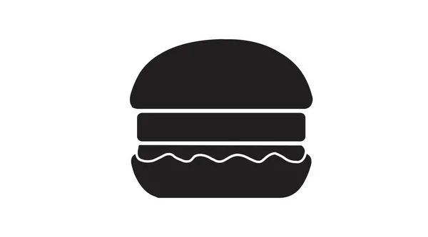 Vector Ilustración Aislada Una Hamburguesa Icono Hamburguesa Simple Blanco Negro — Archivo Imágenes Vectoriales