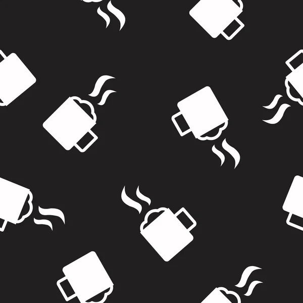 Modèle Tasse Café Modèle Noir Blanc Sans Couture Vectoriel Avec — Image vectorielle