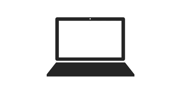 笔记本电脑图标 矢量平面可编辑黑白插图 — 图库矢量图片