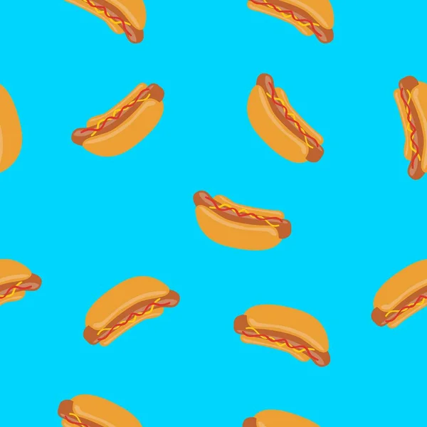 Vzorek Hot Dogů Vektorové Bezešvé Vzor Nebo Pozadí Hotdogy Royalty Free Stock Ilustrace